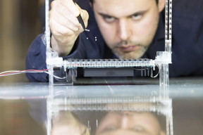 The researcher Asier Marzo, who carried out this project, checks the strength of the acoustic traps.

CREDIT
Sergio Larripa, Asier Marzo and Bruce Drinkwater.

