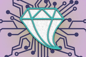 
Introducing a small amount of strain into crystalline materials, such as diamond or silicon, can produce significant changes in their properties, researchers have found. The mechanical strain is represented here as a deformation in the diamond's shape.

Image: Chelsea Turner, MIT
