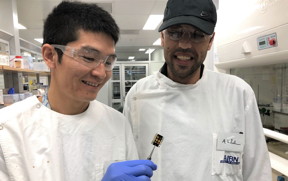Solar cell researchers Dr Munkhbayar Batmunkh and Abdulaziz Bati, now at the Australian Institute of Bioengineering and Nanotechnology at the University of Queensland. Photo: Professor Joe Shapter.