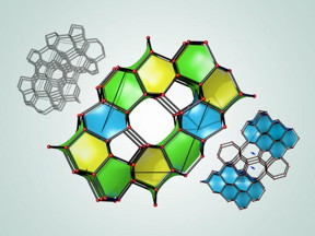 An illustration depicts three of 43 newly predicted superhard carbon structures. The cages colored in blue are structurally related to diamond, and the cages colored in yellow and green are structurally related to lonsdaleite.

CREDIT
Credit: Bob Wilder / University at Buffalo, adapted from Figure 3 in P. Avery et al., npj Computational Materials, Sept. 3, 2019.