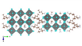 Two-dimensional (2D) Ruddlesden-Popper phase layered perovskites (BA)2(MA)2Pb3I10 with three layers of inorganic octahedral slab and bulky organics as spacers.

CREDIT
Dave Tsai/Los Alamos