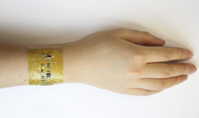 A person wears an "electronic skin" device on the wrist.

CREDIT
Chuanqian Shi