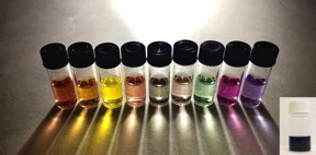 The polymer dots in the black solution (inset image) can absorb more light, and show better photocatalytic properties, than the single-component polymer dots in the coloured solutions.

CREDIT
P-Cat