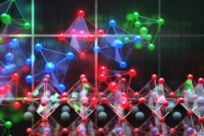 This image shows perovskite photovoltaics in the background with individual perovskite crystals shown as the colorful units.
Credits
:Image: CUBE3D Graphic