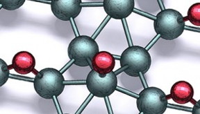 In this image, the teal balls represent boron and the red is hydrogen.

Credit: Mark Hersam/Northwestern University