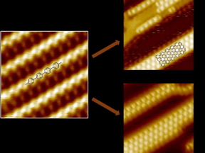 Scanning tunneling microscopy images of the synthesis of 3P sub-family armchair graphene nanoribbons through the lateral fusion of 3-AGNR on Cu(111). The introduction of O2 can reduce the temperature of the reaction by 180 K.

CREDIT
�Science China Press