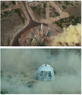 Blue Origin New Shepard launch and landing. Credit: Blue Origin