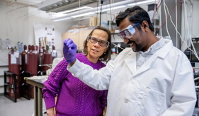 Postdoctoral researcher Sandamal Witharamage (from left) is part of Professor Elizabeth J. Opila’s team developing novel planetary- and geologically inspired high-temperature materials under a Department of Defense Multidisciplinary University Research Initiative grant. 

CREDIT
University of Virginia School of Engineering and Applied Science